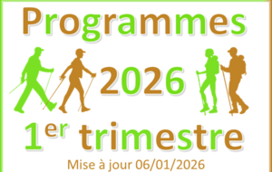 Programme randonnées et marche nordique 1er trimestre 2026 (mise à jour 06/01/2026)